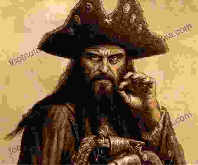 A Portrait Of Blackbeard, His Eyes Piercing And His Expression Menacing. The Pirates Of The West Indies In 17th Century: True Story Of The Fiercest Pirates Of The Caribbean